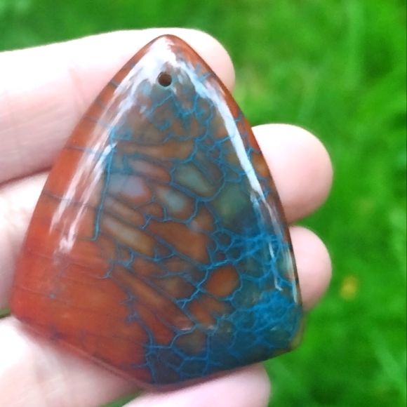 Endless Jewelry Creations Jewelry - Blue And Brown Dragon's Veins Agate Triangle Pendant Gemstone